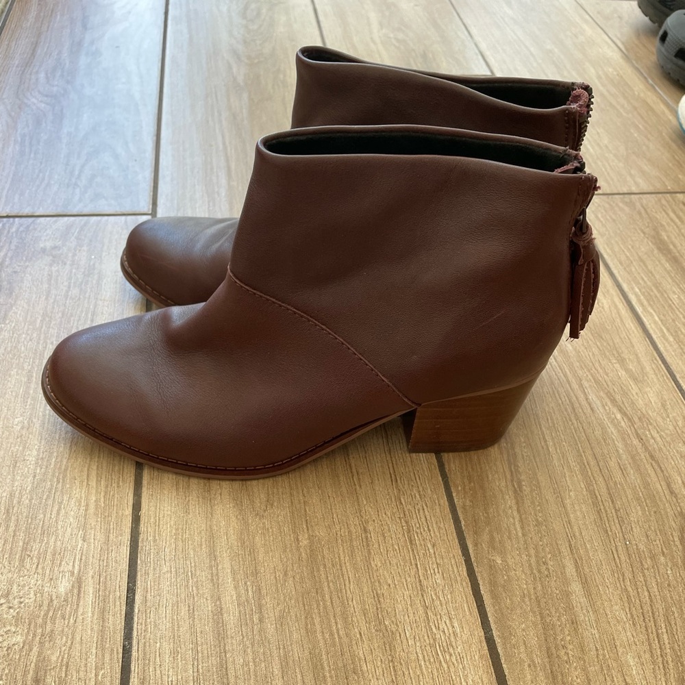 Brown Leather Toms Ankle Boots